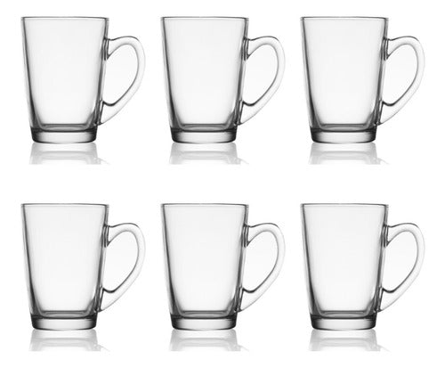 Set 6 Tazas Para Café Con Leche Té Capuccino Vidrio 250ml Blanco Capuccino 250