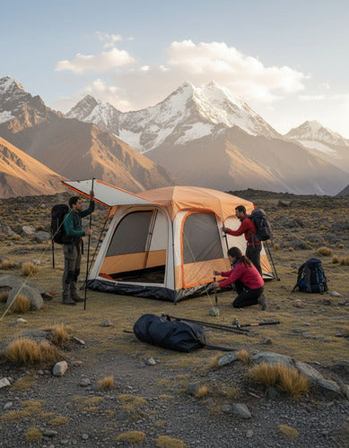 Tienda Familiar 8 A 12 Personas Impermeable Carpa Camping Naranja