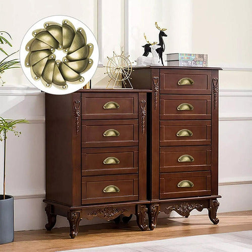 Set 12 Tiradores Para Muebles Cocina Cajón Manilla - Norplat - Bronce