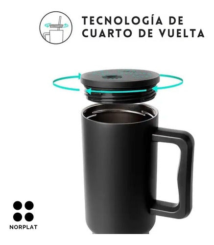Norplat Tumbler 1180ml Vaso Térmico 40oz 1180ml Con Bombilla Gris Lisa