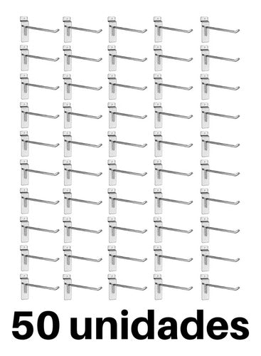 Pack 50 Ganchos Exhibidor 20cm 6mm Panel Ranurado - Norplat Plateado