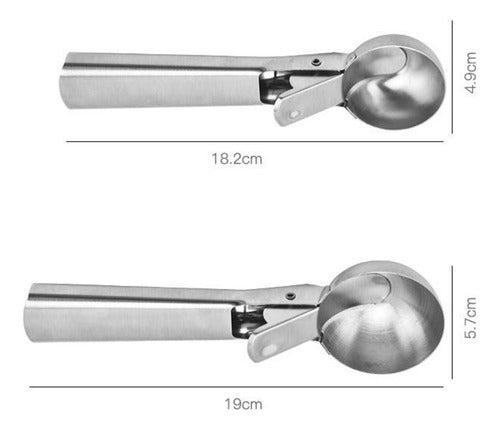 2 Cuchara Para Helado Profesional Artesanal Servir - Norplat Plateado