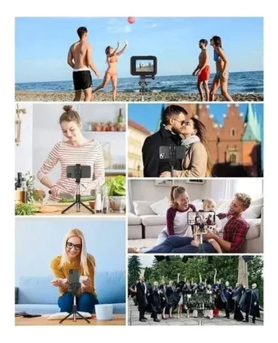 Palo Selfie Stick Trípode Baston Extensible Bluetooth TriPod Blanco