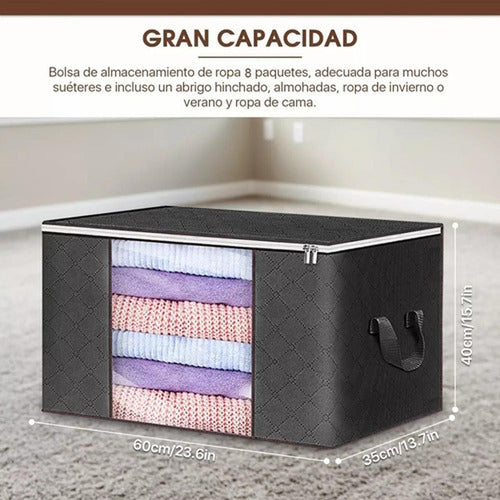 8 Bolsas Organizadoras 80 Litros - Ropa Juguetes - Norplat Negro Lisa