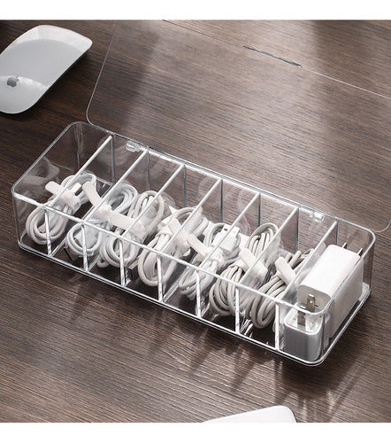 Caja Almacenamiento Organizadora Plastica Cable Tapa Norplat Blanco