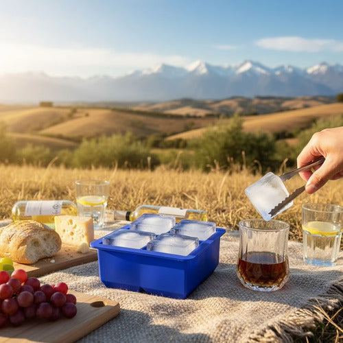 Molde De Silicona Para Cubos De Hielo 5cm - Cukin Azul Eléctrico