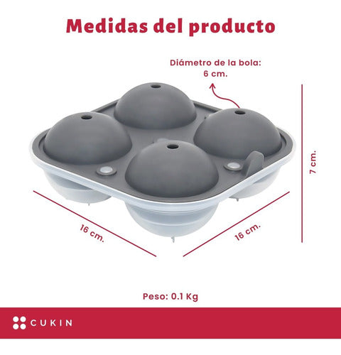 Molde De Silicona Para Bolas De Hielo 6 Cm - Cukin Negro