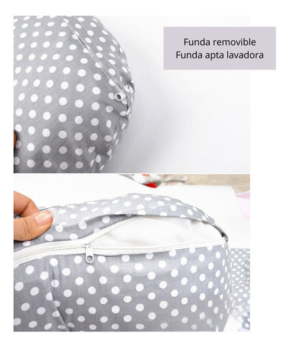 Almohada Maternal Cojín Lactancia Embarazada Guagua Norplat Gris Estrellas Blancas