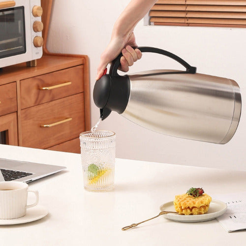 Jarra Térmica Acero Inox 2lts Conserva Caliente Frio - Cukin Plateado