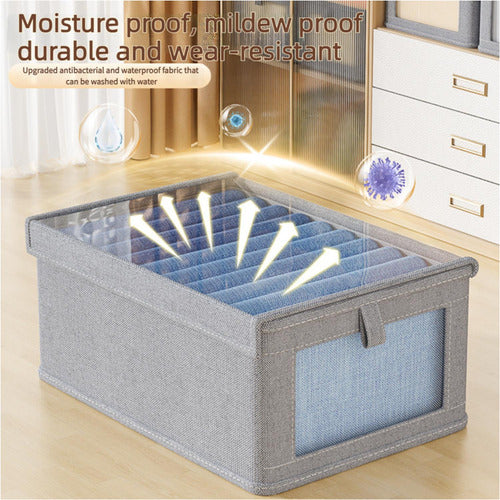 Set De 6 Cajas Organizadoras Plegables Closet Ropa Gris Oscuro Ventana