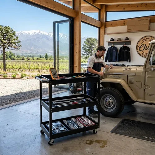 Carro Organizador Porta Herramienta 3 Nivel Metálico Norplat Negro