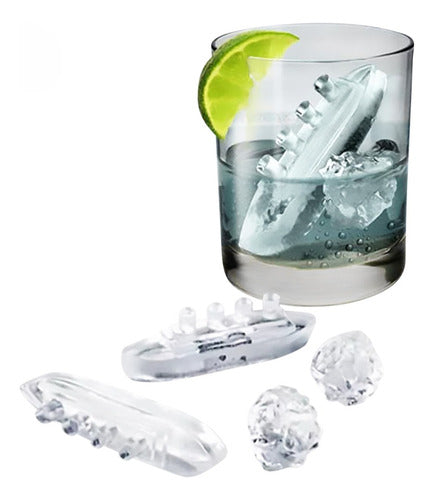 Molde De Silicona Para 4 Barcos E Iceberg De Hielo - Cukin Azul