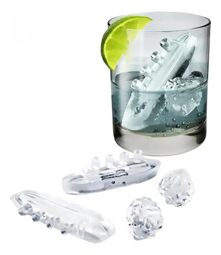 Molde De Silicona Para 4 Barcos E Iceberg De Hielo - Cukin Azul