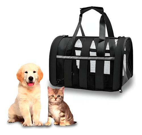 Bolso Transporte Mascota Norplat - Transportador Perro Gato Negro