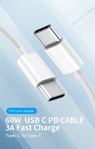 Cable Tipo C A C - Usb C Usbc - Carga Rápida 60w - Norplat Blanco