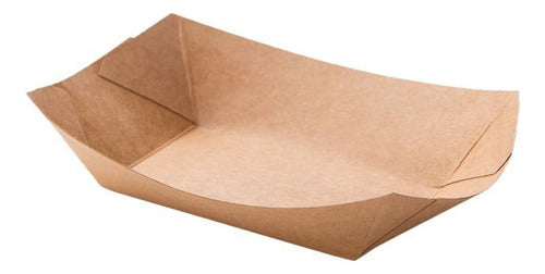 Set 100 Bandeja Kraft Porta Completos Cartón 750cc - Norplat Marrón Claro