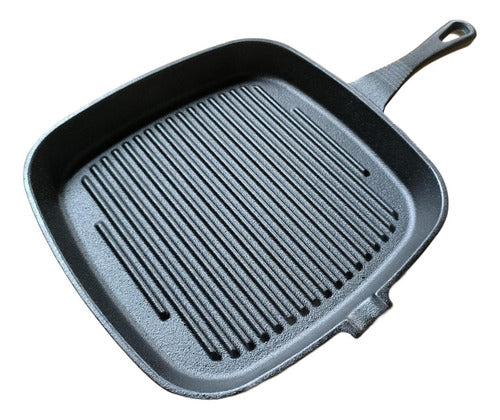 Sartén Bifera Churrasquera Grill Hierro Fundido 24cm Norplat Negro