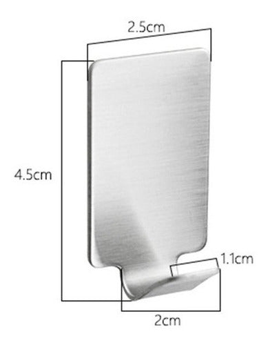 Pack De 10 Colgadores Percha Ancho Baño Organizador Adhesivo Plateado