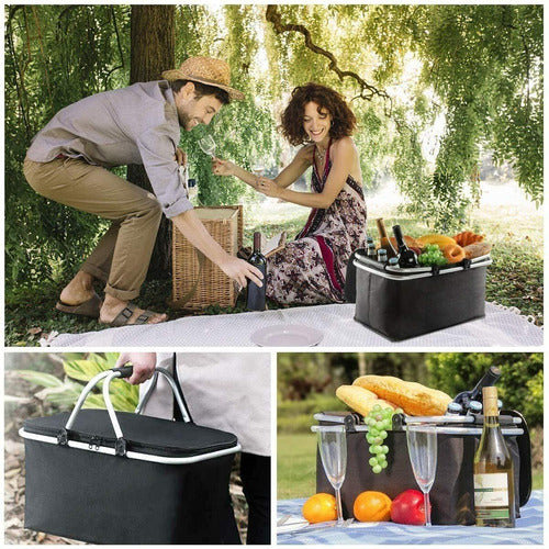 Norplat Canasta Termica Plegable Cooler Portatil Camping Negro