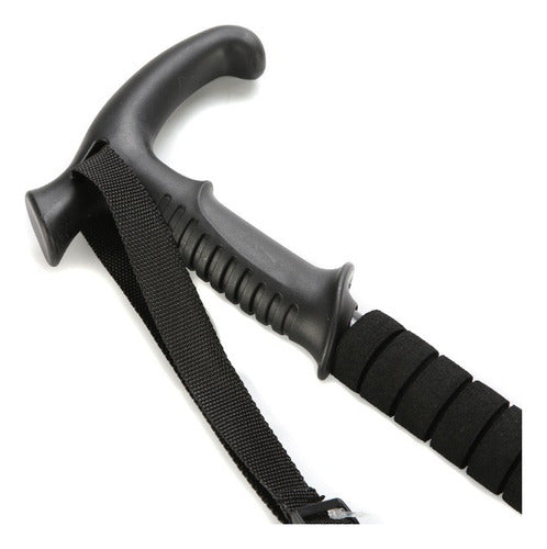  Bastones De Trekking Plegable Palos Baston Senderismo 135cm Negro