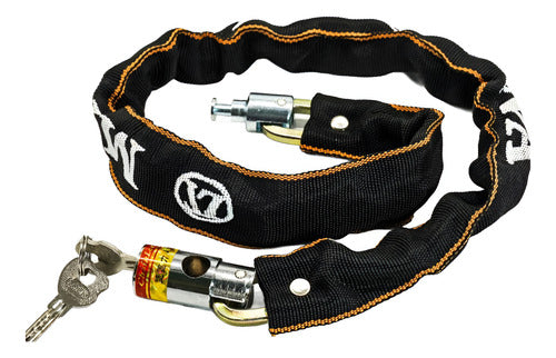 Candado Bicicleta Con Cadena Acero Cobertor Textil Norplat Negro