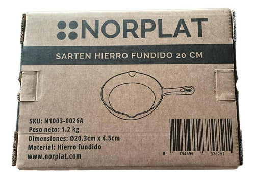 Sarten Hierro Fundido Norplat 20cm Redondo Para Freir Cocina Negro