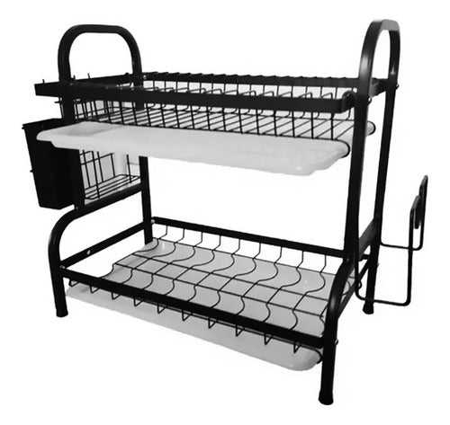 Secador Escurridor De Loza Platos 2 Niveles - Norplat Negro