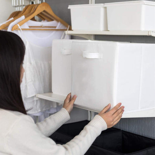 Kit 6 Cajas Organizadoras Cubo Plegables Closet Ropa Norplat Gris Claro + Blanco Lisa