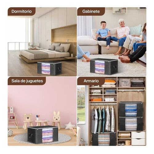 8 Bolsas Organizadoras 80 Litros - Ropa Juguetes - Norplat Negro Lisa