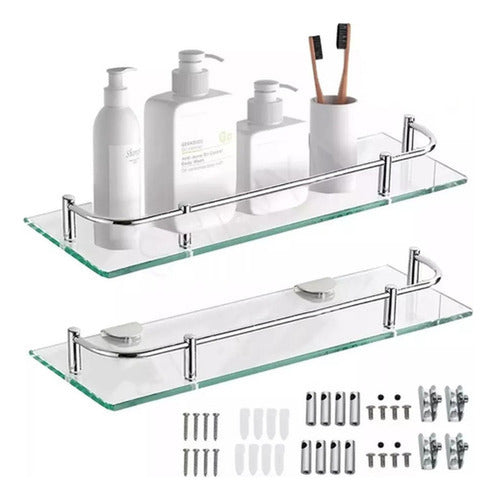 Organizador Ducha Repisa Baño Set 2 Vidrio Templado Norplat Plata