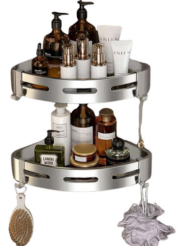 Organizador Repisas Esquineras Baño 2 Pisos Aluminio Norplat Plateado