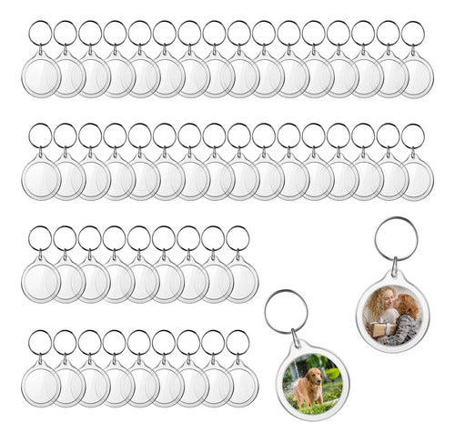 100 Llaveros Acrílicos Redondo Portafoto Promocional Norplat Transparente