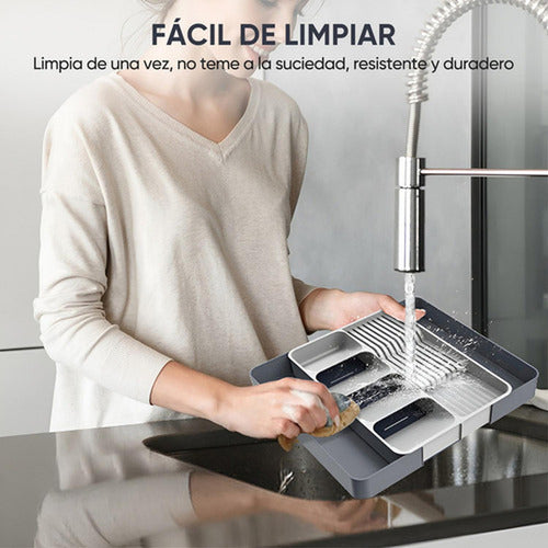 Organizador De Cubiertos Servicio Cocina Extensible Norplat Gris