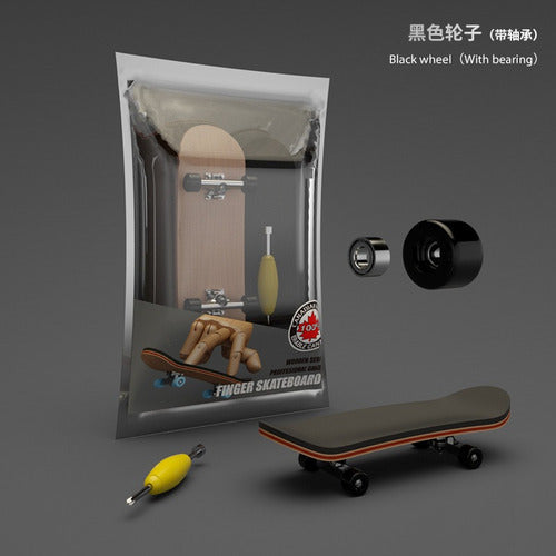 Skate Dedos Madera Profesional Rodamiento Fingerboard Finger Negro Negro