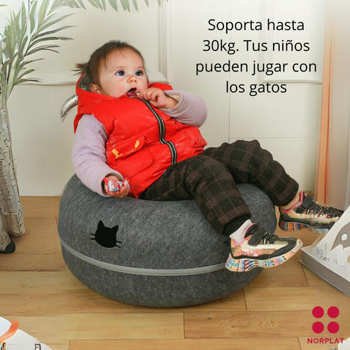 Tunel Cama Casa Gato Mascota Talle Grande - Wuf - Norplat Gris Oscuro