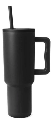 Norplat Tumbler 1180ml Vaso Térmico 40oz 1180ml Con Bombilla Negro Lisa