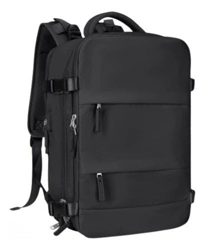 Mochila Notebook Viaje Ligera Vuelo Cabina Mano - Norplat Negro Liso