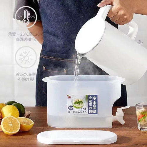 Jarra Dispensador Limonada Bebida Agua Nevera Grifo 3500 Ml Blanco