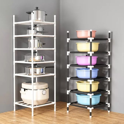 Organizador De Ollas Tapas Platero Secador Cocina 6 Niveles Blanco