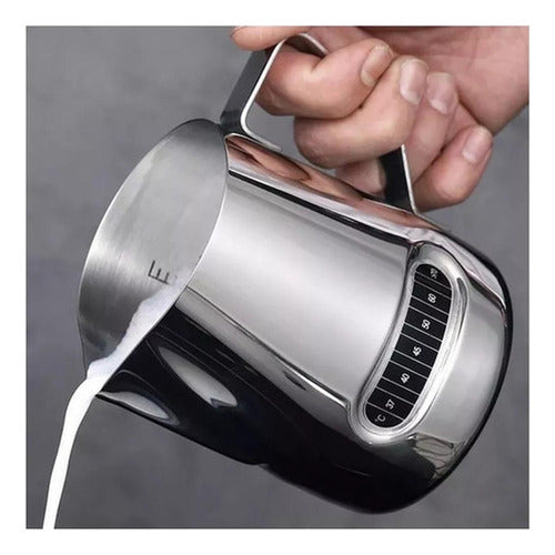 Jarro Lechero Jarra Leche Acero Espuma Texturizar - Norplat Plateado