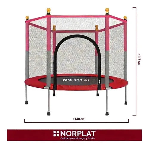 Cama Elastica Saltarina Para Niños 1.4 Mts Con Malla Norplat Negro Rojo