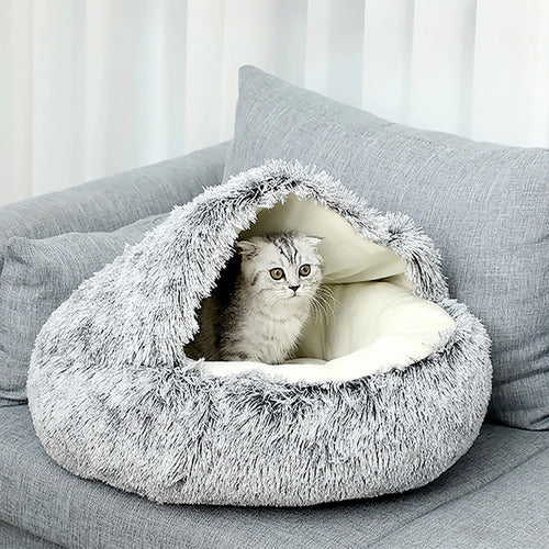 Casa Cama Plush Nido Mascota Perro Gatos 40cm - Norplat Gris Claro Nido
