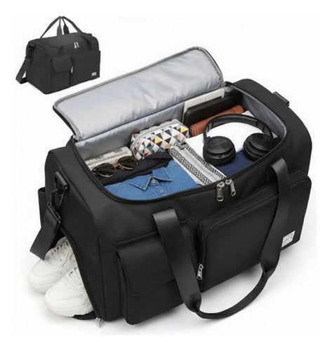 Bolsa Viaje Bolso De Mano Para Fitness Mochila Gym - Norplat Negro Lisa