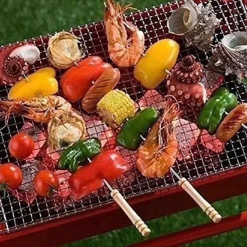 50 Fierros Para Anticuchos Brochetas Asados Pinches Norplat Plateado