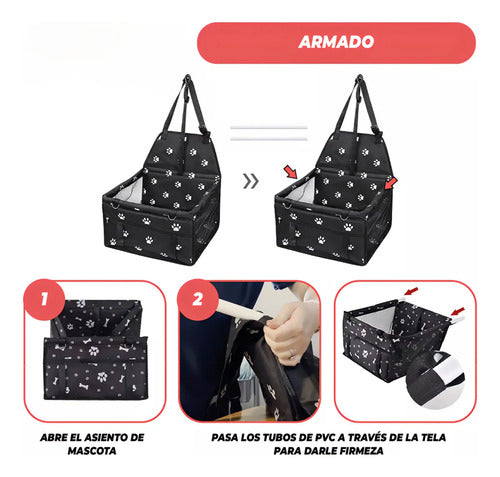 Norplat Asiento Auto Mascota Reforzado Plegable Seguridad Negro