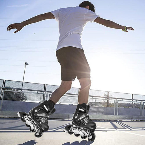 Patines En Linea Rollers Adolescentes Adultos Ajustable M 65 Mm Negro