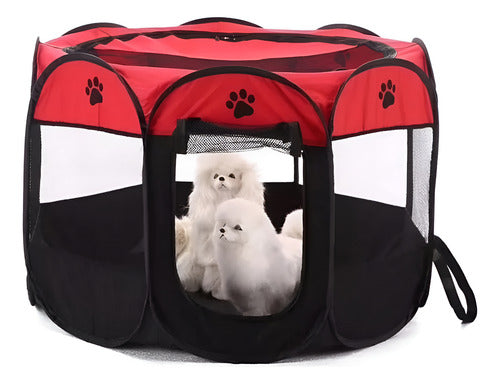 Corral Para Mascotas Talla Xl Jaula De Perros Gatos Conejos - Rojo/negro - Bicolor
