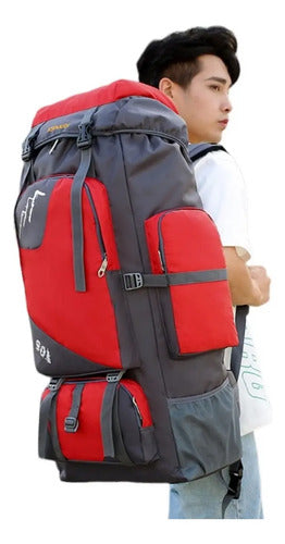 Mochila Impermeable Norplat 90l Para Camping Trekking Viajes Rojo Liso