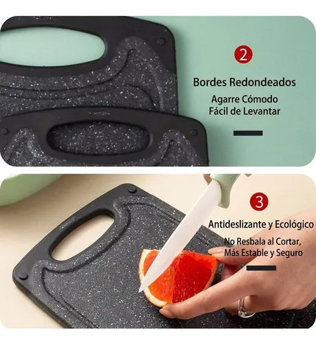 3 Tablas De Picar Para Cortar Norplat Cocina Antideslizantes Lisa Negro