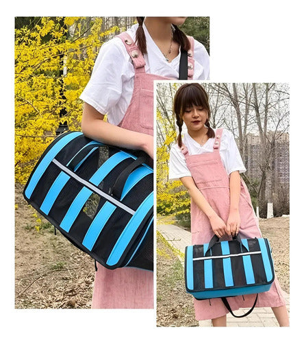 Bolso Transporte Mascota Norplat - Transportador Perro Gato Azul